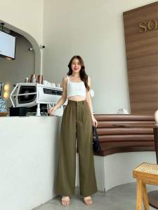 กางเกงขากระบอกใหญ่ ผ้าลิลลี่ (พรีเมียร์) เย็บจีบหน้า ดีเทลซิปหน้า ตะขอหน้า Classic pants (ผ้าลิลลี่ พรีเมียร์) รุ่น คลาสสิก