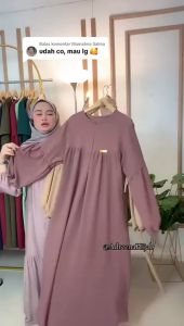 ALIKA DRESS MUSLIMAH CRINKLE AIRFLOW PREMIUM LD 120 LENGAN TALI BALON MEWAH