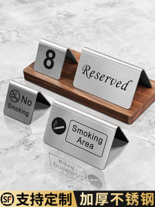 Stainless Steel Double-Sided Standing Sign No Smoking Warm Mark Hotel Front Desk Reception Table Display Restaurant Table Number Identification