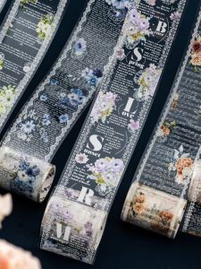Retro English Floral Lace Tape White Ink Sticker Scrapbooking Paper Tape for Business And Cultural Supplies