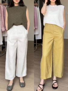 Womens Loose Fit Linen Blend Pants High Waist Harlan Style Summer Thin Casual Trousers Balloon Knife Edge Pants