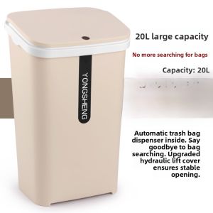 Extra Large 20L Trash Can with Lid Kitchen Dining Room Commercial Use Automatic Bag Replacement Household Sanitary Bucket