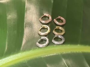2/6PCS 316L Stainless Steel Minimalist Hoop Earrings Crystal Zirconia Small Cartilage Helix Tragus Piercing Jewelry for Women