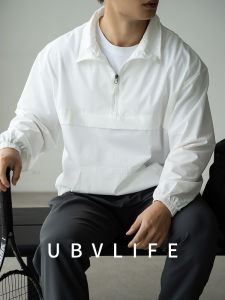 UBV | Lightweight Quick-dry Textured Polo Neck Hoodie for Summer