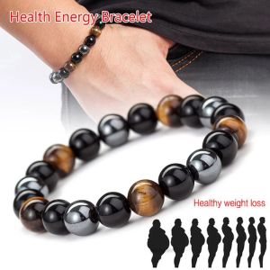 Hematite Tiger Eye Beads Bracelets Handmade Adjustable Men Health Protection Energy Stones Couple Distance Bangles Jewelry