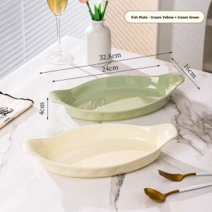 Mr.Snail | Cream Aesthetic Oval Ear-shaped Fish Plate