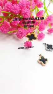 Liontin bunga  Titanium Bolak Balok Hitam Putih UK 13Mm Anti Luntur Dan Anti Karat (COD)