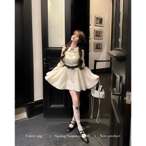 Retro Style Apricot White Summer Dress