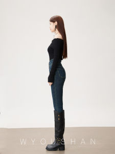 Slim Fit High Waist Jeans Womens Spring Autumn Cotton Stretch Denim Pants Tight Leggings Casual Straight Leg Trousers