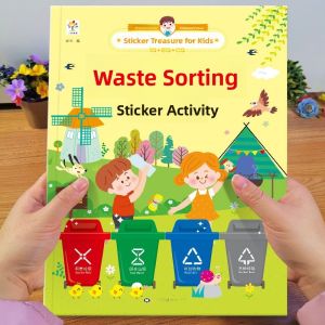 Early Education Classification Garbage Sticker Book for Toddlers And Preschool Children Age 2 to 6 Cartoon Educational Toys