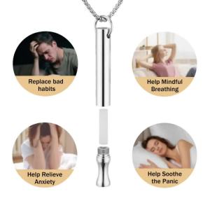 Titanium Steel Breathing Necklace Stop Smoking Aids Stress Panic Attack Relief Meditation Tool with Resistance For Women Men