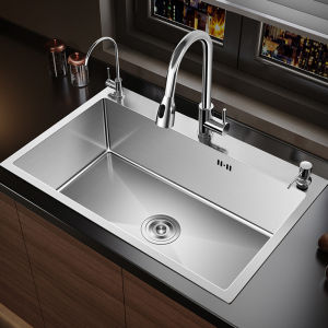 Stainless Steel Nanotechnology Kitchen Sink Large Single Bowl Set