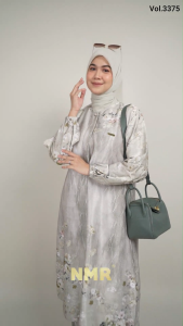 NMR Setelan Celana Tunik Silk Jaquard Print Vol 3375