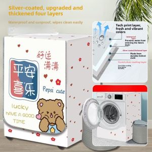 Waterproof Sun-Proof Washing Machine Cover Cloth Dust-Proof Universal Balcony Roll Drum Cover Protector for 10kg Machines