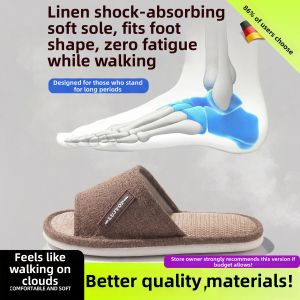 DAHONGNIANDAI | All Seasons Large Size Linen Mens Indoor Slippers