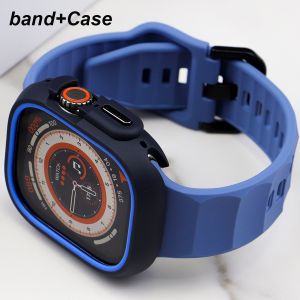 Silicone Sport Strap+Case for apple watch 9 8 7 6 SE 5 Ultra 2 Belt Bracelet Iwatch Series 49mm 45mm 41mm 44mm Protective Cover