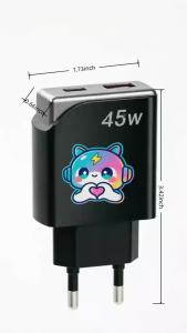 Bộ Sạc Tường Nhanh GaN 45W USB C PD Sạc Nhanh Type C Đa Năng Dành Cho iPhone 15 Samsung Xiaomi Thiết Kế Nhỏ Gọn