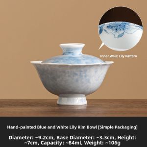 JISU | Hand-painted Ceramics Retro Tea Cup with Blue Lily