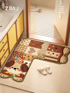 ZHIBAIJIA | Thảm Nhà Tắm Hình L Cho Chó Phong Cách Cổ Điển Thấm Nước Chống Trượt