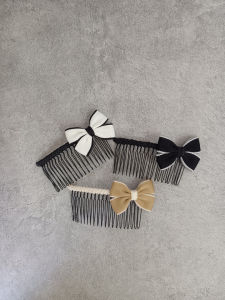 Original Korean Style Adult Childrens Hair Comb Black Khaki White Butterfly Knot Hairpin Fashionable Simple Elegant Hair Accessories