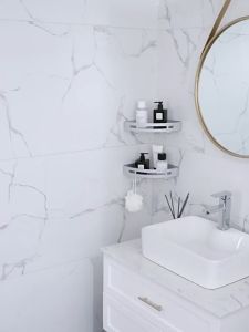 [OKLIFE. SG]Free Punch Aluminium Bathroom Shelf Toilet Storage Rack /Thickened Bathroom Rack /Kitchen Bathroom Storage Free Punching Table Space Aluminum Wall Hangings Shower Shelf