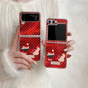 เคสโทรศัพท์หนังแผ่นปะของสุนัข3มิติน่ารักสำหรับ Samsung Galaxy Z Flip 6 5 4 3 5กรัม Zflip5 Zflip4 Zflip3ฝาครอบกันกระแทกแบบเต็มรูปแบบ