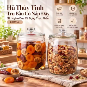 Bình Thủy Tinh Nắp Kín 3L HD12-4 Đựng Gia Vị Muối Dưa Cà Ngâm Hoa Quả