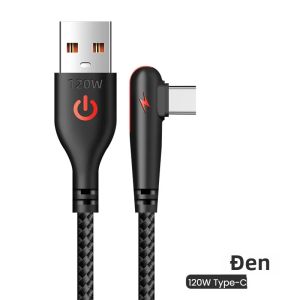 Cáp Sạc Nhanh USB Type C 120W Đầu Cắm Góc Truyền Dữ Liệu Cho Huawei Mate 40/30 Xiaomi Samsung - Tùy Chọn 0.25M/1M/1.5M/2M Chất Liệu Bện