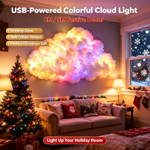 WELPUR | New Christmas Decoration Light 3D Thunder Cloud Lamp With Remote Control Halloween Christmas Holiday Decor Gaming Ambient Light