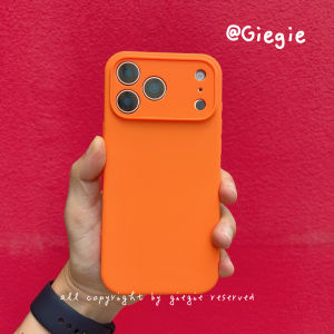 Ultra-Thin Liquid Silicone Orange iPhone 17 pro Max Case Full Cover Protective Shell for Apple 17 Air with Precision Holes Lens