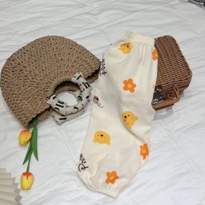 Mosquito-Resistant Childrens Pants Loose Thin Cartoon Lantern Pants Boy Girl Korean Style Summer Bubble Cotton Pants for Kids