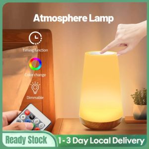 Colorful Ambient Light Night Light 13 Color Changing RGB Table Lamp Remote Control Touch Rechargeable RGB Night Lamp Dimmable Bedside Light