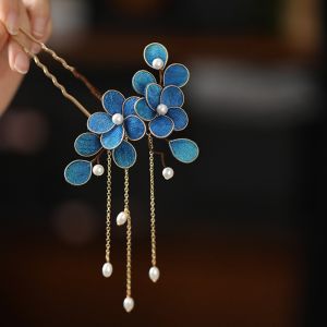 Handmade Embossed Silk Womens Hair Accessories Traditional Chinese Hanfu Hairpin U-Shaped Hairpin Ancient Style Hair Accessories