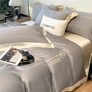 Tencel Four-Piece Set Fitted Sheet Classy Silky Sleep Naked Summer Cool Feeling Single Double Quilt Cover For Home Dormitory Three-Piece Set