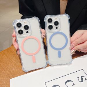MagSafe Magnetic Protection Case for  17Promax Soft Transparent Silicone Shell Electroplated Buttons Anti-Fall Airbag Design