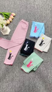 Hemat 3 pcs legging anak perempuan usia 0-14 tahun motif kucing dan kupu-kupu celana legging anak murah