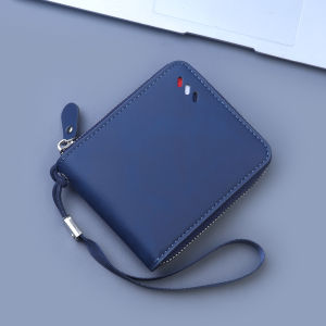 Mens Short Zipper Wallet Frosted Vintage Style Multi-Card Slot Leather Clutch Large Capacity Retro Mens Leather Wallet Card Holder