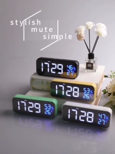 【SG Local Stock】Digital Alarm Clock with Temperature & Humidity Display Rechargeable LED Desk Clock Dual Alarm