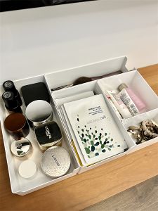 Desktop Drawer Right Angle Storage Box Stationery Cosmetic Organizer Household Cabinet Snack Storage Basket Foldable Stackable