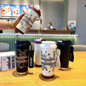 ZHIZHOU | Thermal Ice Retaining Coffee Cup Dual Drinking Stainless Straw