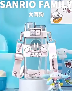 Botol Minum Anak 2in1 karakter Sanrio Kuromi Melody Cinnamoroll – Bisa Sedot & Teguk 580ml