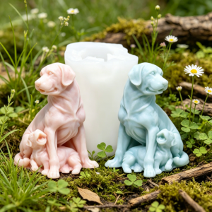 Personalized Mothers Day Gift 3D Dog Family Silicone Molds Labrador Puppy Clinging To Mother Candle Resin Craft Mold Home Decor
