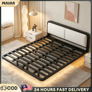 NAIJIA Floating Bed Iron Bed 100/120/150/180 Steel Frame Storage Bed Small Household Bedroom Net Red Models Rental House铁艺床