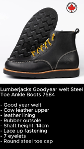 Lumberjacks Goodyear welt Steel Toe Ankle Boots 7584