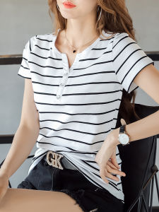 DAIXIANGFEIZI | Striped Cotton Loose T-Shirt