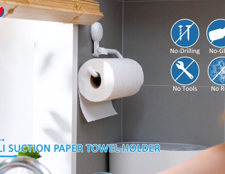 TAILI Suction Paper Towel Holder Under Cabinet, Plastic Paper Towel ...