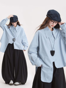 Áo Blouse Tay Dài Không Đối Xứng Thanh Lịch