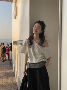 Mixd | Áo Thun Nữ Mùa Hè Tay Ngắn Xụp Vai Dễ Thương Thiết Kế Thời Trang