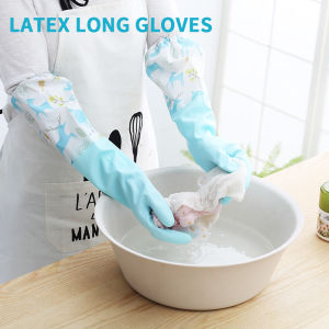 【COD】Long Rubber Gloves Waterproof Oil-resistant Thickened Durable Dishwashing Hand Gloves for Women Long Sleeve Multi-use Washing Clothes Kitchen Cleaning Housework Dishwashing Tools Household Gloves