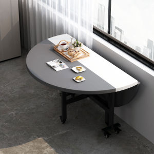 Dining Table Household Folding Table Foldable Movable Retractable round Table Dining Table Small Apartment Table with Turntable